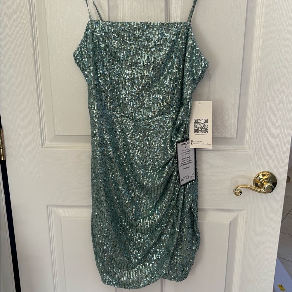 NWT Emerald Sundae Sage Sequin Dress, Size Large
